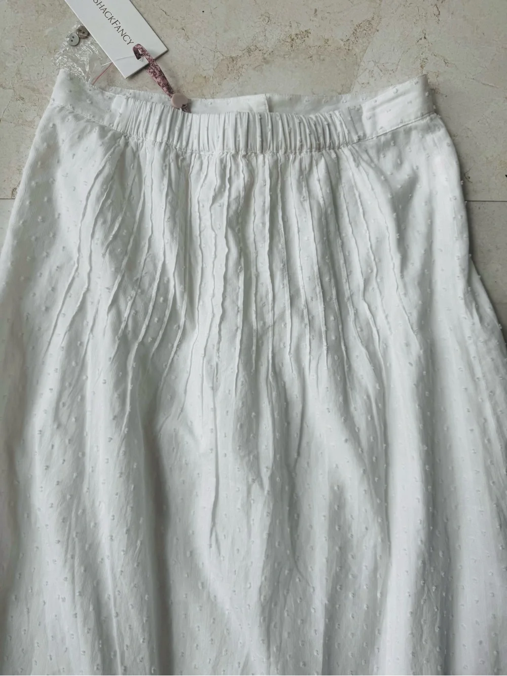 LoveShackFancy Alessia White Button-Front Maxi Skirt Elegant Lace Panel size 00